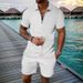 Unbeatable Quality 2025 Men's Short Sleeved Shorts Summer Small Square Casual Loose Half Zip Collar Set For Men_voghion.com