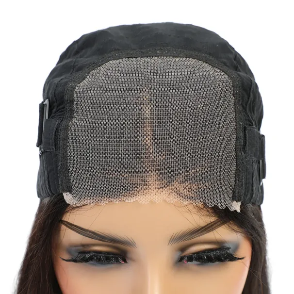 Parrucca frontale in pizzo con capelli umani senza colla, 13x4, corta, liscia, pre-pizzicata_voghion.com