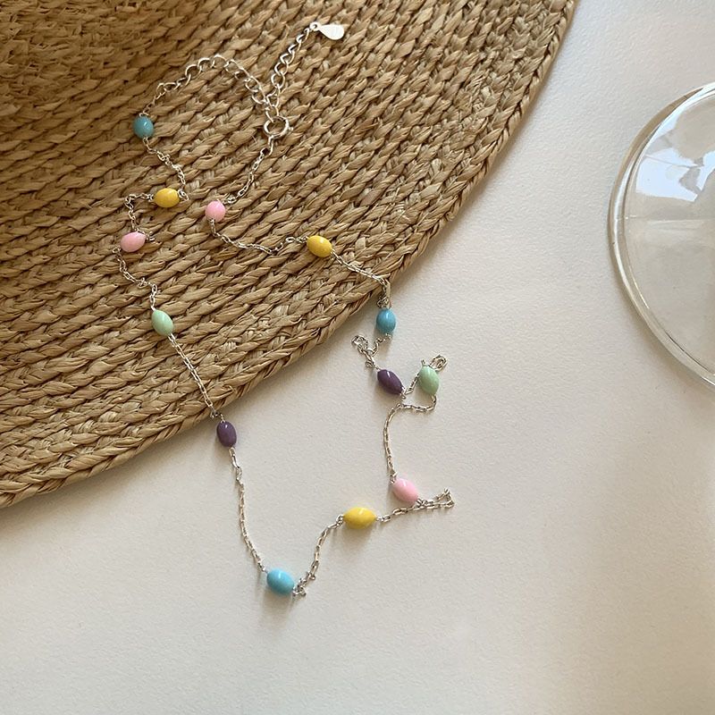 Sterli VENUS Sier Dropwise Glaze Candy Colour Necklace for Women Girl Vintage Cute Jewelry Girls' Gift                s'_voghion.com