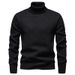 Herentrui met hoge hals en fleecevoering - Winterwarm gebreide trui, dik en zacht, stijlvolle effen kleur voor casual en kantoorkleding (M-3xl)_voghion.com
