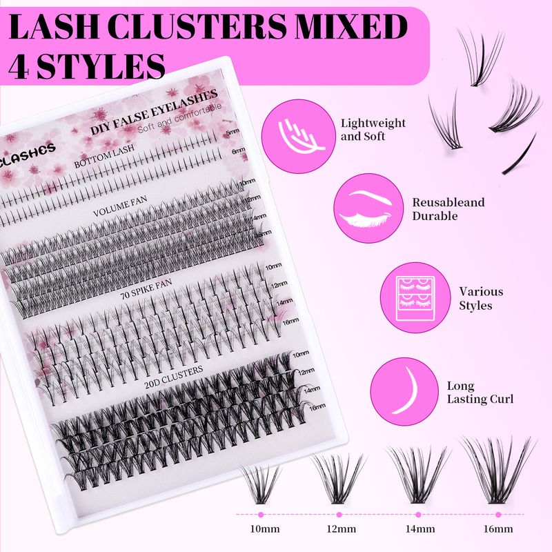 2024 Hot Selling 404 Cluster Eyelash Set DIY Mixed Segmented Grafting Single Cluster Lower Eyelashes_voghion.com