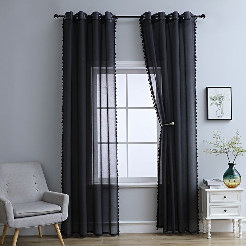 Voile-Vorhang – Modernes, transparentes Fensterpaneel für Wohnzimmer, Schlafzimmer und Büro (Schwarz/Weiß/Grau, mehrere Größen, Ring oben)_voghion.com