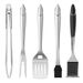 Conjunto de 5 peças para churrasco ao ar livre, utensílios para churrasco doméstico, garfo, pá, clipe, escova de limpeza, utensílios de churrasco de aço inoxidável_voghion.com