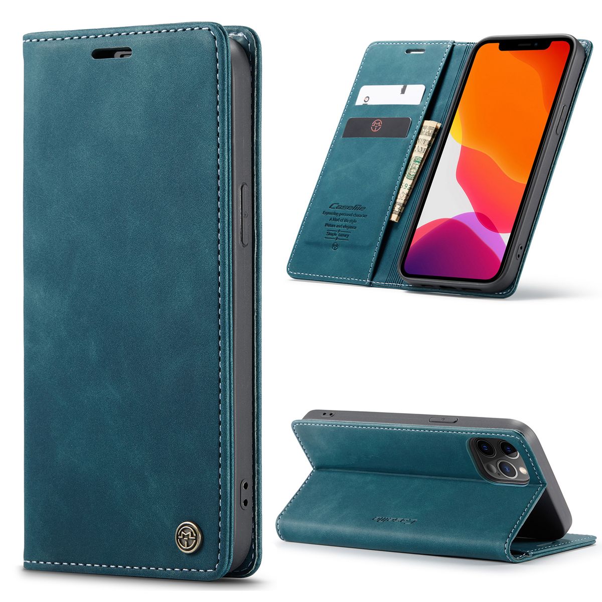 CaseMe Flip Case For iPhone 14 13 12 Mini Pro Max Retro Magnetic Card Leather Wallet For iPhone 11 Pro 8 7Plus XR XS Max SE 2020_voghion.com