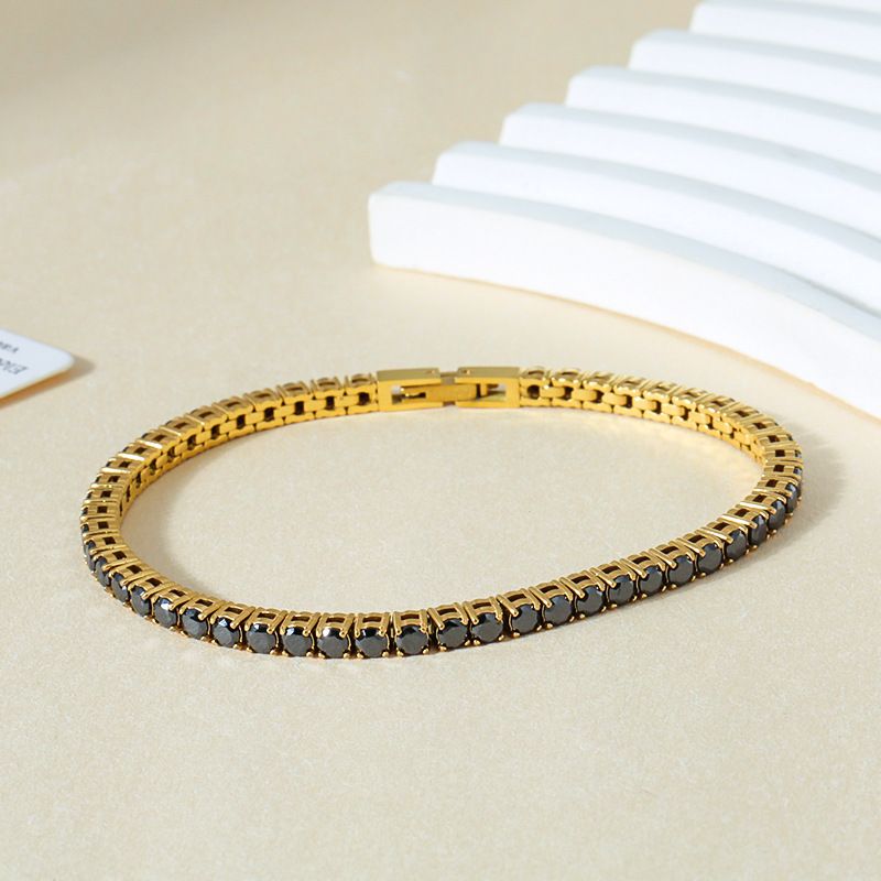 New Zircon Tennis Single Row Full Diamond 3mm Women's Titanium Steel Bracelet Non-Fading High-End Feel Thin_voghion.com