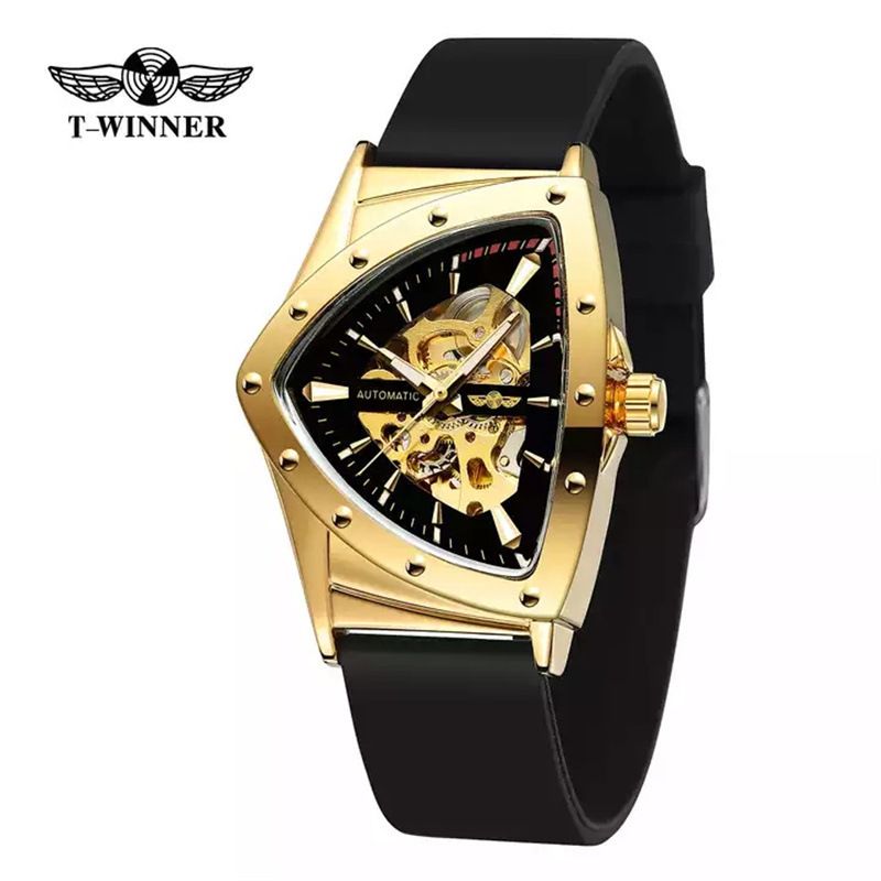 New Winner Style Men's Fashion Casual Skeleton Triangle Automatic Mechanical Watch_voghion.com