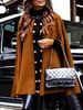 Women's cape short trench coat woolen coat button cape_voghion.com