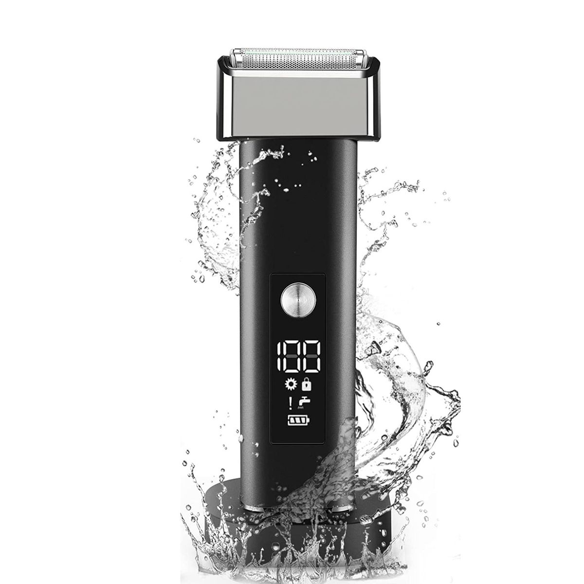 Men's Wet/Dry Electric Shaver With Floating Dual Blades, Rechargeable Waterproof Razor For Beard & Sideburns, 60+ Min Runtime, LED Display, Black_voghion.com