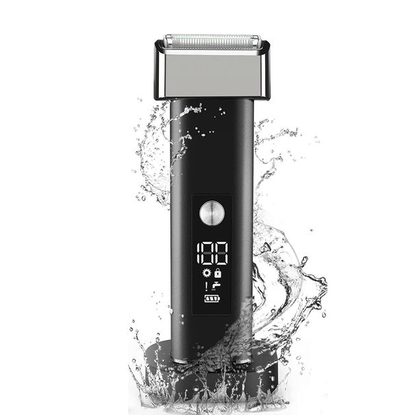 Men's Wet/Dry Electric Shaver With Floating Dual Blades, Rechargeable Waterproof Razor For Beard & Sideburns, 60+ Min Runtime, LED Display, Black_voghion.com
