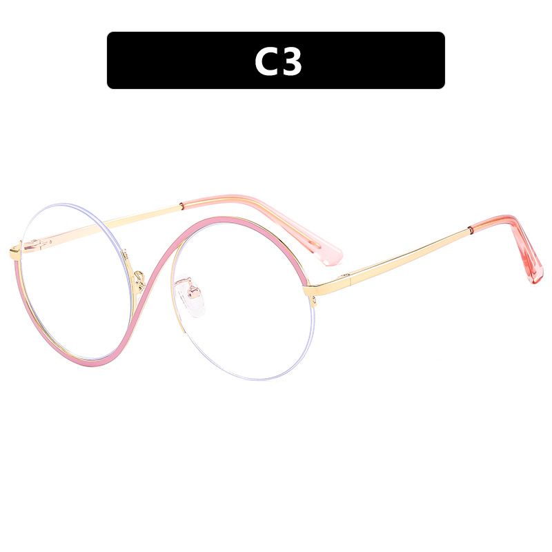 Women's Glasses Flat Glasses Ins Anti Blue Light Glasses Frame New Metal Half Frame Glasses Frame Concave Shape_voghion.com
