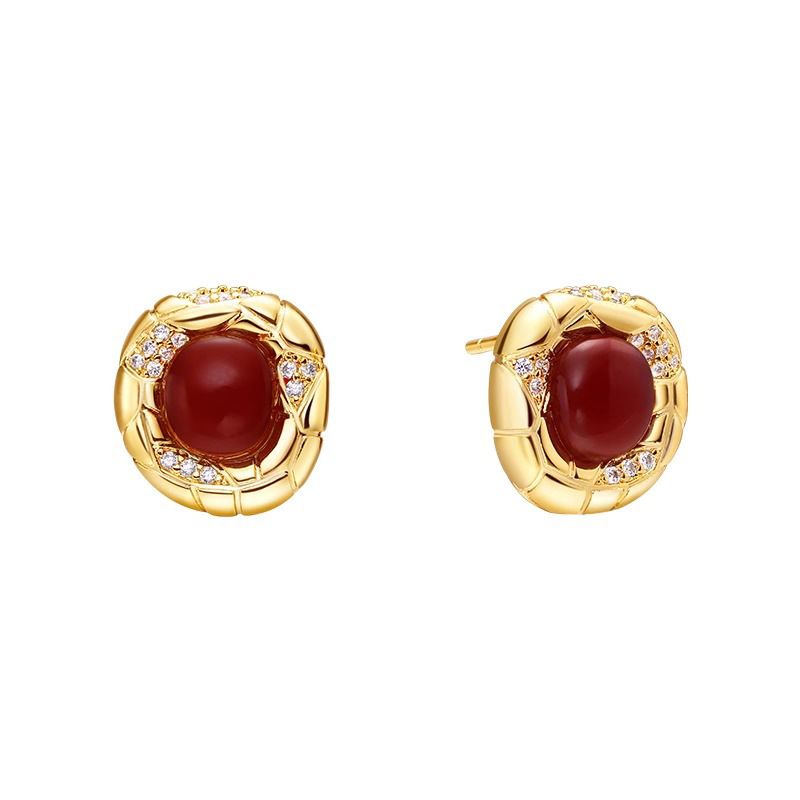 Damenschmuck Schlangenmuster Glücksohrringe Leichtes Luxus-High-End-Design Mode Temperament Rote Ohrringe Französische Retro-Ohrringe_voghion.com
