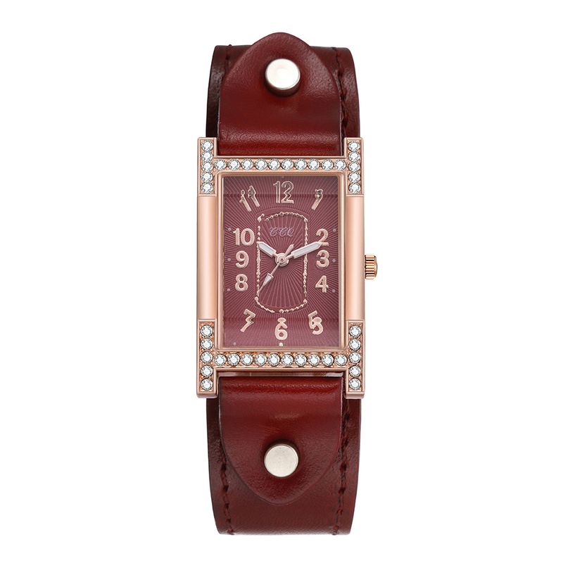 New trend artificial leather with digital time alloy square quartz watch live broadcast_voghion.com