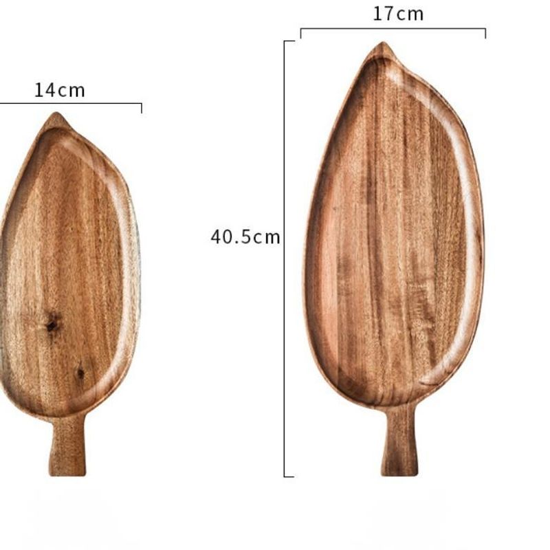 Wooden Afternoon Tea Snack Tray Leaf-Shaped Household Dining Acacia Wood Cheese Sushi Plate_voghion.com