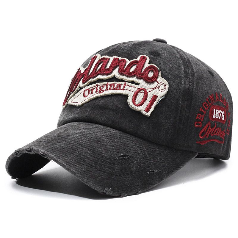 Hat Versatile Washed Vintage Soft Top For Women Embroidered Face Slimming Men's Baseball Cap_voghion.com