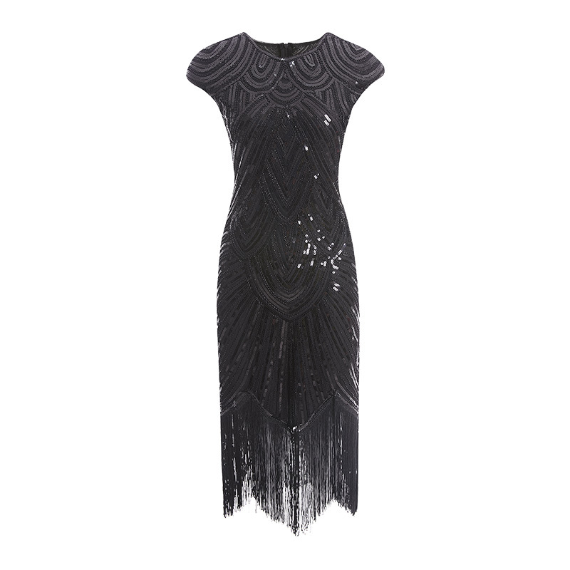 Dammekleeder Vintage Paillettenkleed Gatsby Promkleed Quastenkleed Party Danzkleed Perlen Toastkleed_voghion.com