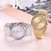 Yamaler Mode Dames Strass Ingelegd Ronde Wijzerplaat Analoge Mesh Band Quartz Polshorloge_voghion.com