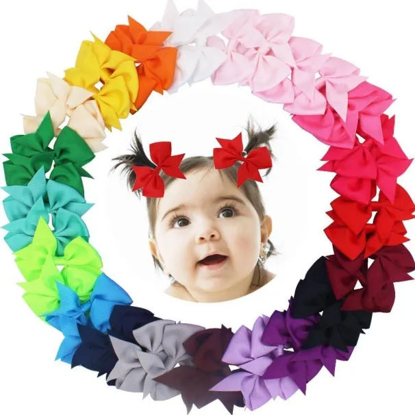 40 pz 3.5 "Boutique Archi Ragazze Bambini Bambini Coccodrillo Nastro Del Grosgrain Fasce 20 Colori Accessori Per Capelli_voghion.com
