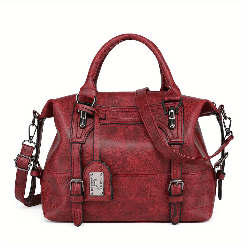 Sac à main en simili cuir de style rétro, sac à main à double poignée tendance pour femmes, sacs à bandoulière à la mode_voghion.com