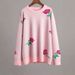 2024 New Fashion Rose Print Round Neck Knitted Sweater Autumn Winter Loose Pullover Sweatshirt_voghion.com