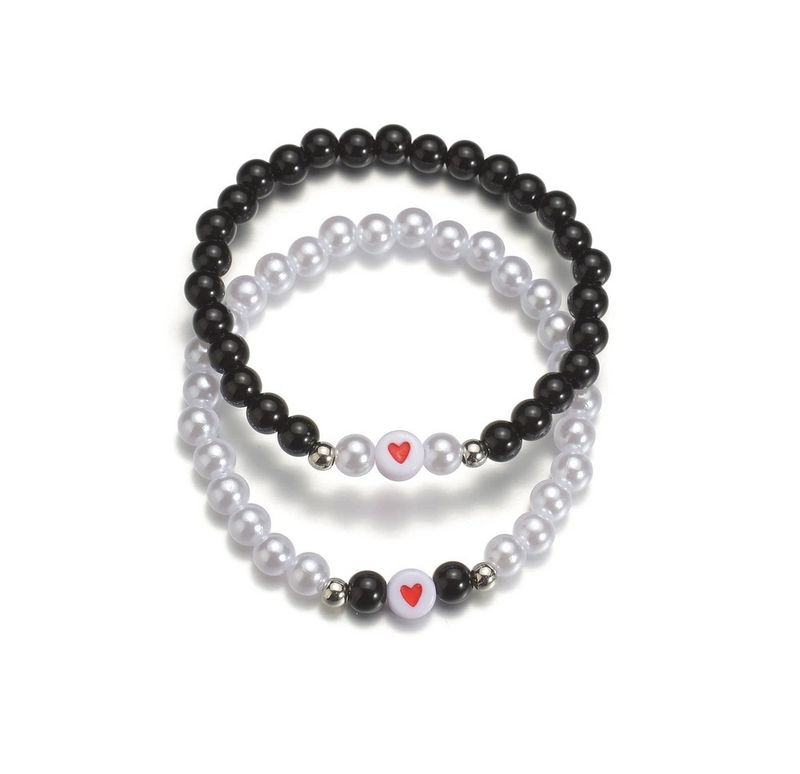 Bohemian Valentine's Day Double Layer Seed Bead Fashion Heart Matching Couple Bracelet Set Of Two_voghion.com