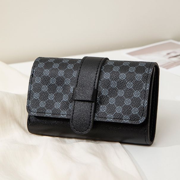 Bolsas femininas com estampa de bolinhas, porta-cartões, novo estilo, moda, simples, três dobras, vários compartimentos para cartões_voghion.com