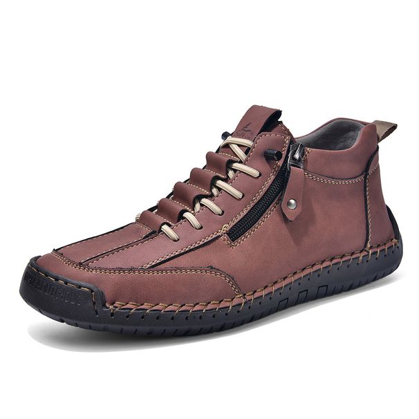 Burst Men's Martin Boots Medium Top Casual Shoes Short Boots Large Size Shoes Stitched Men_voghion.com