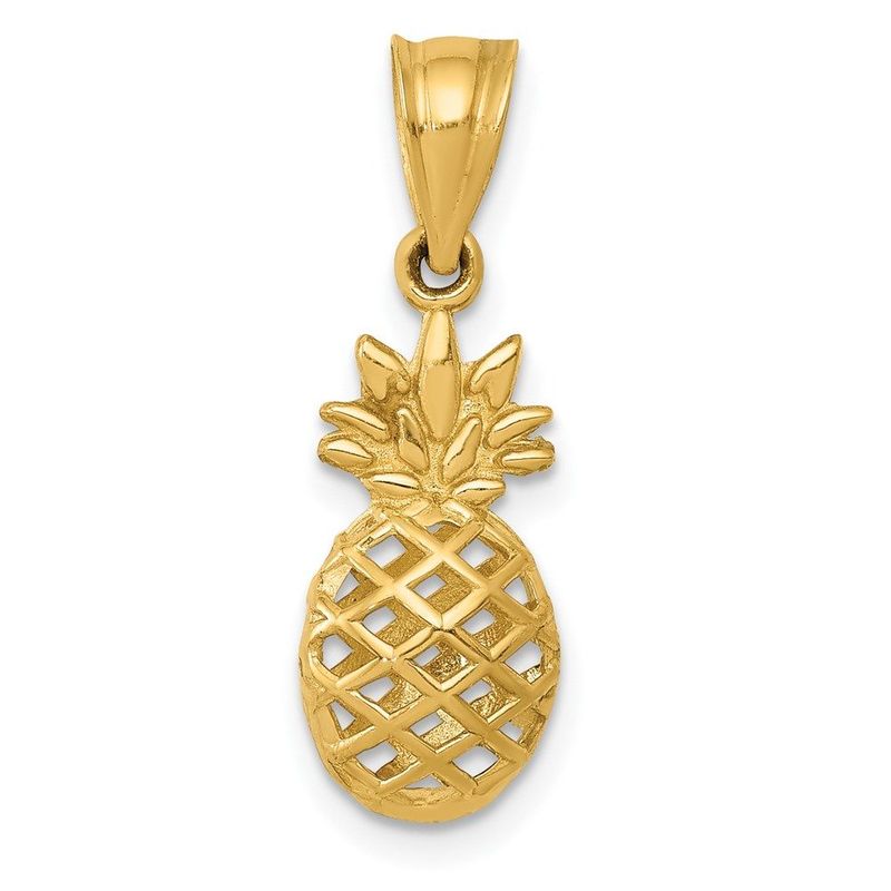 14k Polished 3D Pineapple Pendant_voghion.com