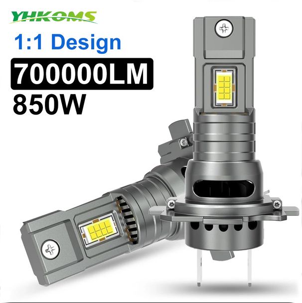 Faros delanteros YHKOMS 850W Canbus H7, tamaño mini 1:1, bombilla 6000K, 700000LM, luz antiniebla automática, CSP, LED inalámbrico para coche con ventilador_voghion.com