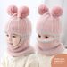 Ensemble écharpe et bonnet tricoté épais pour enfants, automne et hiver, bonnet de protection des oreilles chaud pour hommes et femmes_voghion.com