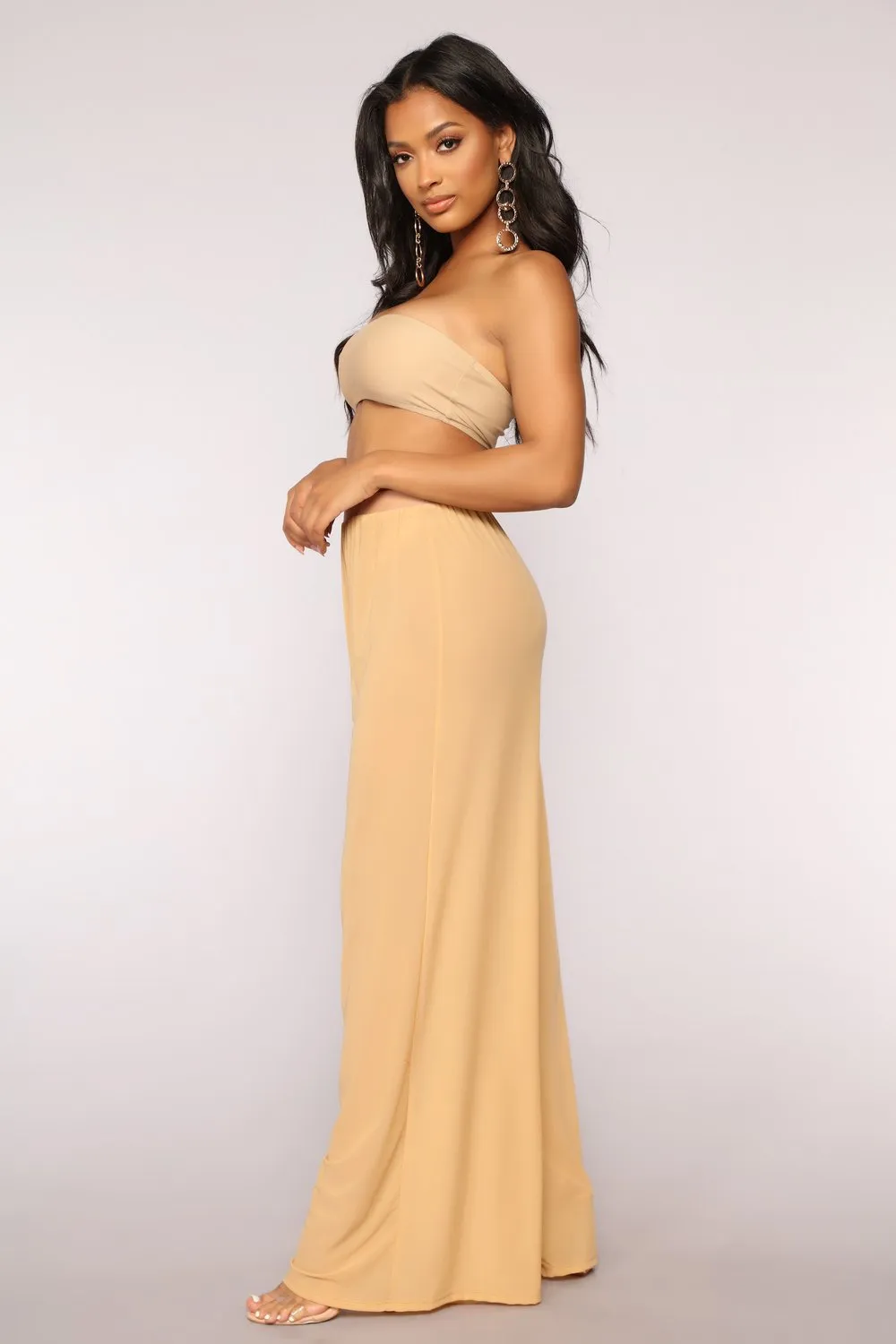 Sieviešu seksīgas, caurspīdīgas, platas bikses no tīras krāsas sieta auduma._voghion.com