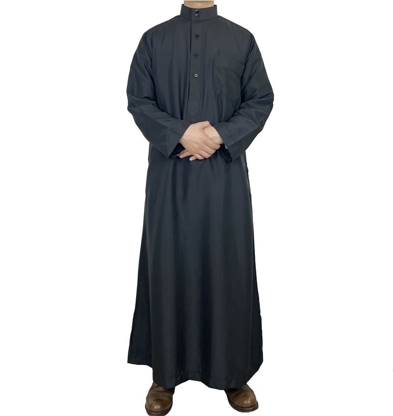 Men's Clothing Robe Qatar Stand Collar Robe Pocket Design Arab Middle East Men's Clothing Spot_voghion.com