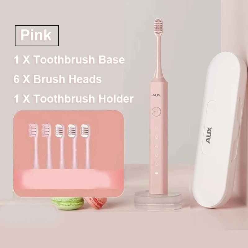 Adult Sonic Rechargeable Electric Toothbrush with 5pcs Soft Bristles Replaceable Brush Head Portable Case_voghion.com