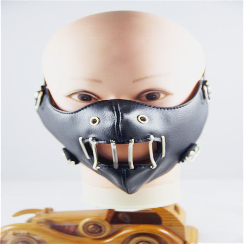 Nieuw Sleepy Beast Paperclip Face Punk Leren Motormasker_voghion.com