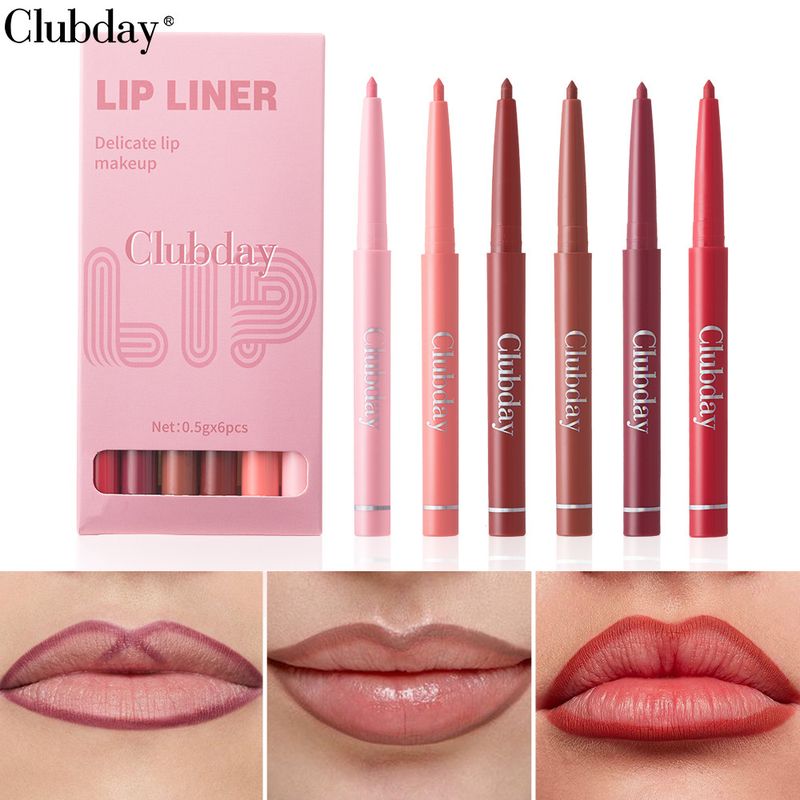 Clubday European-American Matte Lip Pencil Set - 6-Piece Retractable Precision Lip Liner In Nude Shades For Long-Lasting Definition_voghion.com