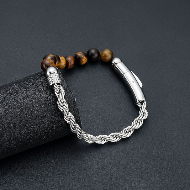 Bracciale in acciaio al titanio con catena intrecciata in acciaio inossidabile, stile cinese, nuovo, resistente alla luce, per uomo_voghion.com