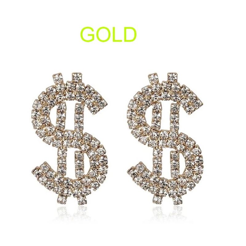 Boucles d'oreilles tendance en strass avec dollars américains Boucles d'oreilles tendance en forme d'étoile Boucles d'oreilles tendance pour femme_voghion.com