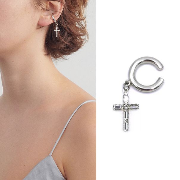Brinco feminino com zircônia em formato de estrela para cartilagem da orelha, clipe de orelha de aço inoxidável hipoalergênico, brinco elegante e moderno sem piercing_voghion.com