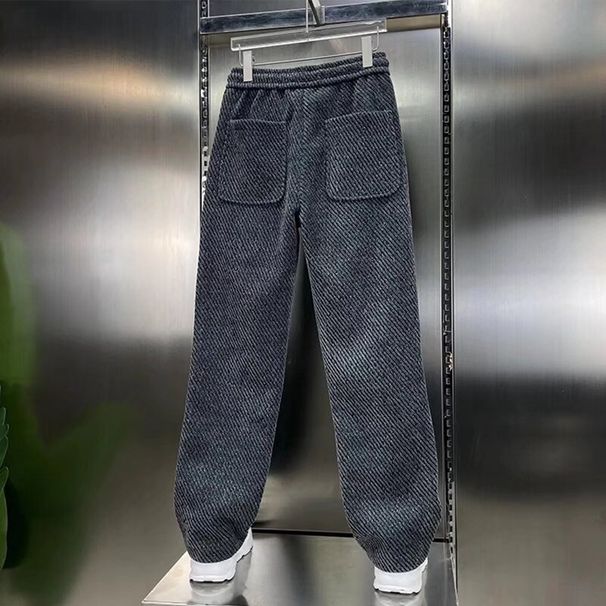 Moška oblačila Modna znamka Žakard Pletene Šenilne Karirane Proste Hlače Moške Pomladne in Jesenske Nove Ohlapne Modne Vsestranske Ravne Hlače_voghion.com