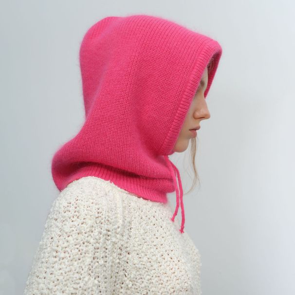 European And American New Niche Autumn And Winter Unisex Versatile Solid Color Drawstring Rabbit Fur Warm Simple Fashion Knitted Hat_voghion.com