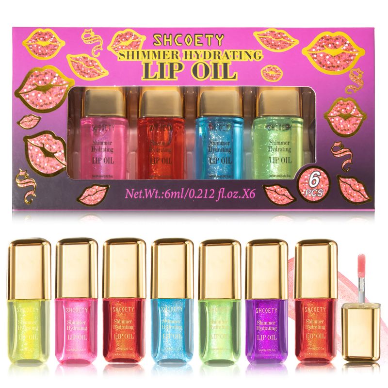 SHCOETY 6-teiliges Minty Mirror Lip Oil Set – Feuchtigkeitsspendend, langanhaltend und nicht klebend – praller Gloss für taufrische Lippen_voghion.com