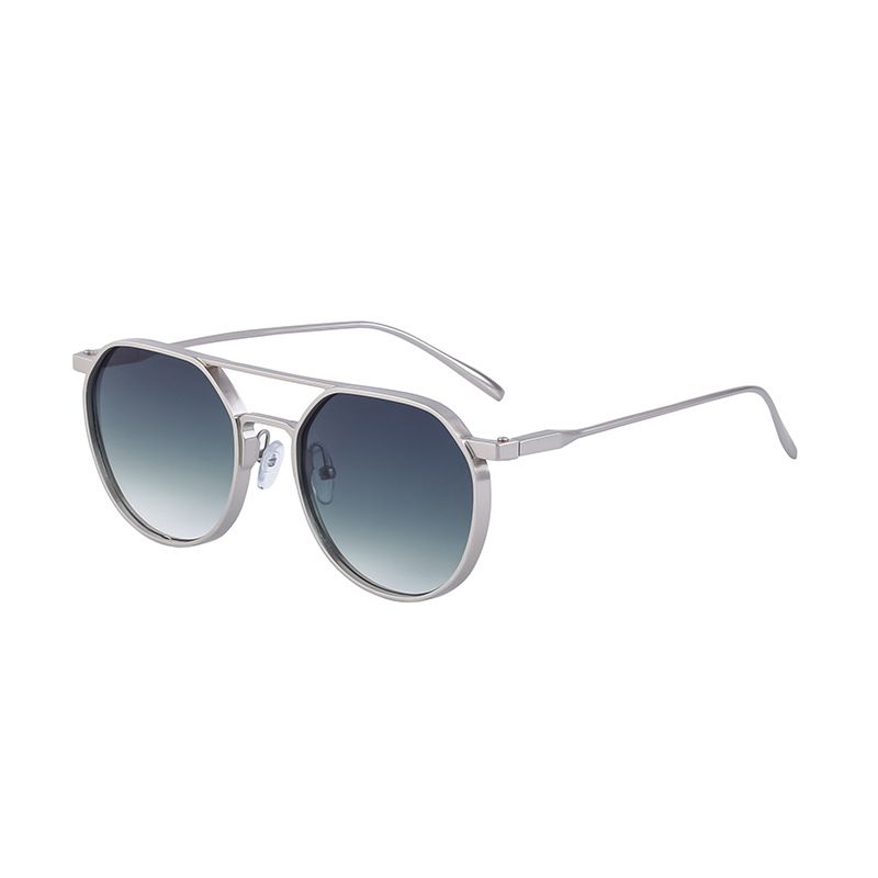 Retro Oval Frame Sunglasses Men's Metal Twin Beam Driving Sunglasses_voghion.com