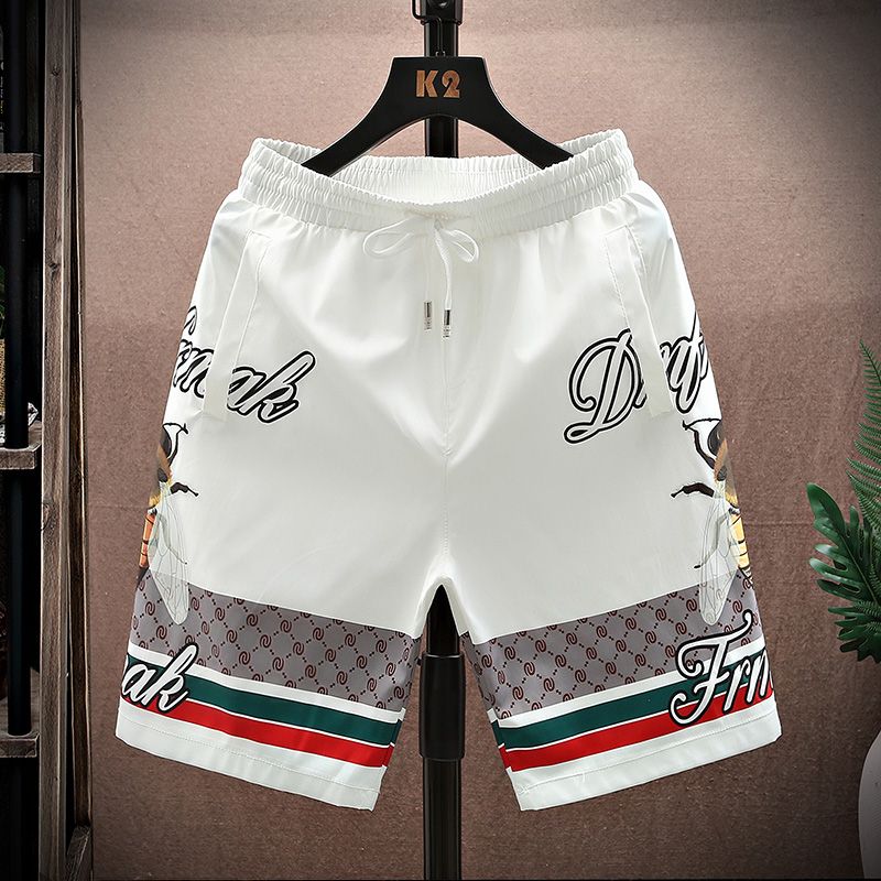Ice soie à manches courtes hommes été mode européenne imprimé Beachwear décontracté lâche séchage rapide pantalon mince respirant_voghion.com