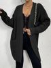 Übergroßer Damen-Cardigan mit V-Ausschnitt und langen Ärmeln und Taschen. Weicher Strickmantel mit offener Vorderseite für lässigen Komfort (Schwarz, Hellgrau, Dunkelgrau)_voghion.com