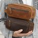 Top Layer Men's Clutch High-End Cowhide Storage Genuine Leather Toiletry Bag Simple Design_voghion.com