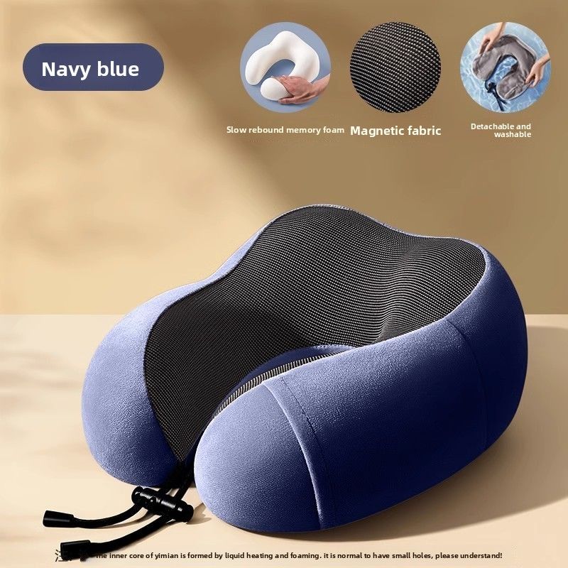 Cotton Detachable Memory Support Neck Travel Nap Airplane Cervical Sleeping Head Pillow_voghion.com