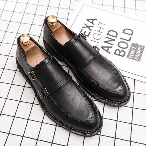 Photo Studio Hair Stylist Business Buckle Meng Ke Formal Wear Leather Shoes_voghion.com