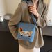Borsa a tracolla a quadri alla moda e versatile in tela a forma di cucciolo, borsa a mano con cartone animato di nicchia coreano_voghion.com