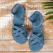 Summer Women's Wide Width Flat Sandals - Denim Casual Beach Slides (Comfortable Lightweight Breathable)_voghion.com