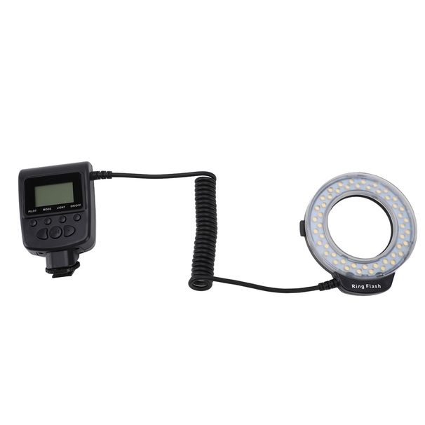 Luce Ro a 48 LED con display LCD, anelli adattatori per controllo di potenza, diffusore flash per fotocamere DSLR_voghion.com