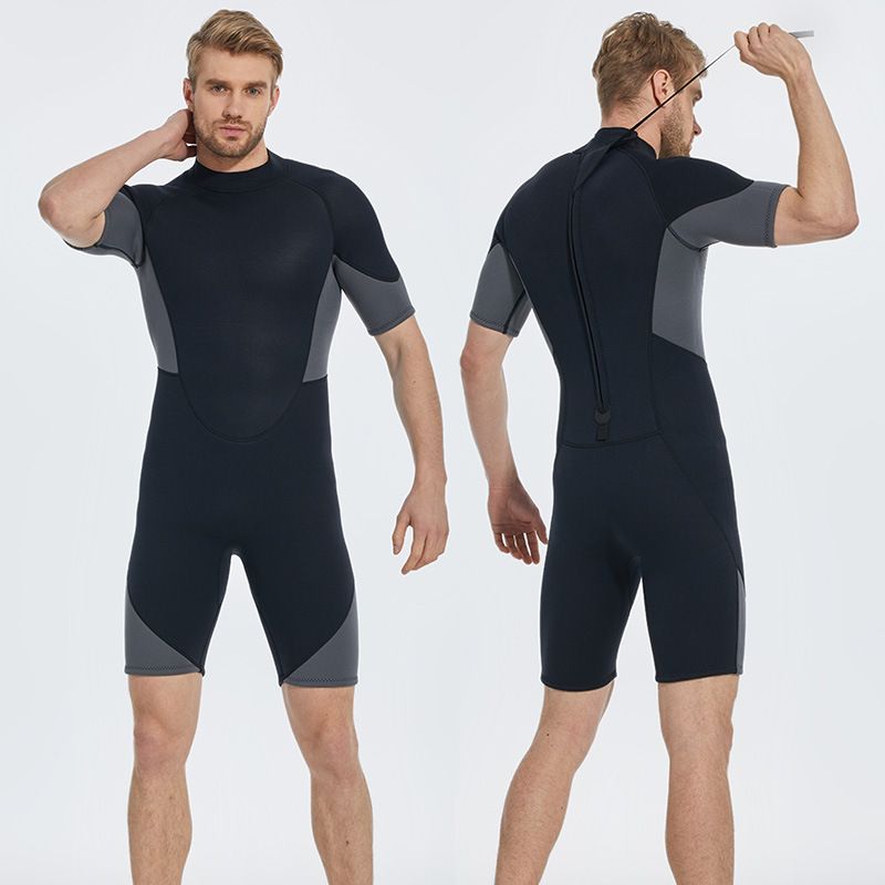 Men's Clothing 2 3mm One Piece Short Diving Suit With Rear Zipper Rubber Diving Suit For Cold And Warm Outdoor Swimming Snorkeling Suit_voghion.com